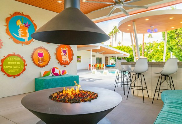 Fire pit at the Shag House in Palm Springs